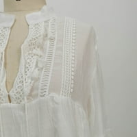 Bazyrey midi haljine za žene čišćenje Boho ženke V-izrez casual rukav labav a-line midi haljine bijeli m
