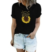 Košulje za žene Grafički labavi fit Suncokretove košulje za slatku maslačku grafiku Ljeto kratkih rukava Tee Thirs Thirts Majice za žene