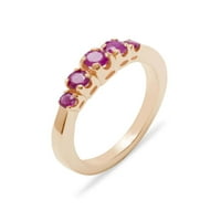 Britanska napravljena 14k Rose Gold Prirodni Ruby Womens Remise Ring - Veličina Opcije - Veličina 8,75