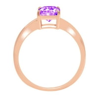1. CT sjajan blistavo Clear Simulirani dijamant 18k ružičasto zlato pasijans prsten sz 5