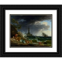 Claude-Joseph Vernet Crni ukrade uokvireni dvostruki matted muzej umjetnički print pod nazivom: oluja