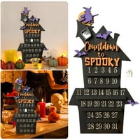 Halloween Advent Countdown kalendar DIY Pomicanje drvenog bloka, Halloween Početna Dekor za odmor Ornament