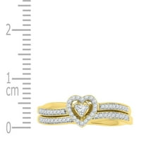 10k žuto zlato okruglo Diamond Srce Bridal Set za vjenčanje CTTW