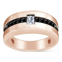 Carat CTTW crno-bijeli prirodni dijamantski kanal Set Muški prsten za vjenčanje, prsten za vjenčanje
