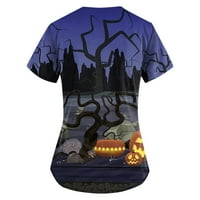 Pirubovi za žene vrhovi Halloween Dvorac tiskane košulje slatke sa džepovima sestre ravna odjeća jeseni