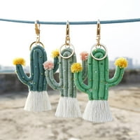 Dekoracija doma Zeleni kaktus ključni lanac Boho perle Handwoven Ručno za torbu Privjesak