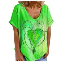 Ženski vrhovi Žene Srce Ispiši labave, majice kratkih rukava Green XL