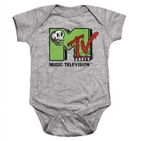Trevco MTV237-SS-MTV & SKULL & MONSTER Zubi Logo-novorođenčad snaapuit, atletski Heather - Veliki -