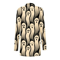 Gotyou Hallo-Ween Cardigan za žene Bundeve Cat Print Medind Dužina Kardinati, dugi rukav Otvoreni prednji