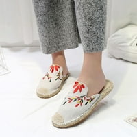 NSENDM Womens Sandale Žene Ženske modne vezenje Ravne sandale Slipper okrugle nožne cipele Ležerne cipele