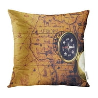 Smeđa nautika na staroj vintage svjetskoj mapi Kopirajte jastuk za putni jastuk