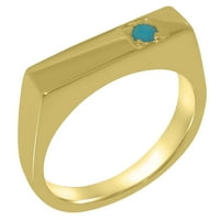 Britanska napravljena 18K žuta zlatna prirodna tirkizna prstena za mins - Veličina opcije - veličina