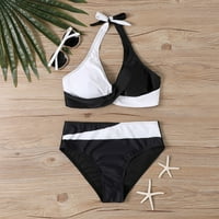 Ženski dvodijelni seksi kupaći kostim šivanje Split Solid Color Halter bikini chmora