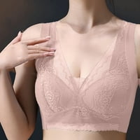 Eashery Sport Bras za žene Udobnost bežični grudnjak V-izrez Udobni ženski grudnjak Push up beige l