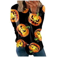 Duks za žene plus veličine Crewneck s dugim rukavima Halloween Print Tops Labavi pulover Ležerne majice