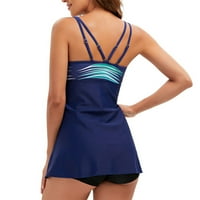 HHEI_K modne žene V rect rect print split luk dvostruki remen dugi prugasti kupaći kostim kupaći kostimi