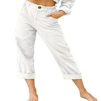 Multitrast Žene Solidne boje ravne pantalone Slim fit visoke struke duge hlače