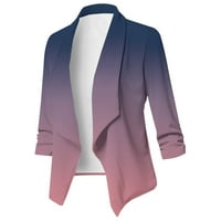 Dugi rukav za ispis svjetla Blazer odijelo Ljetne jakne za žene u klirensu ljubičaste veličine s