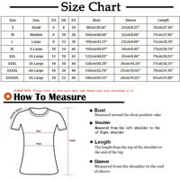 FENGQQUA PLUS veličina za ženske duljine laka labav fit bluza Plus size labav ispis okrugli vrat majica