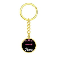 Pas mama Keyring Basenji mama krug Kreir od nehrđajućeg čelika ili 18K zlato