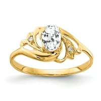14k žuto zlato 6x ovalni kubični cirkonijski aa pravi dijamantni prsten