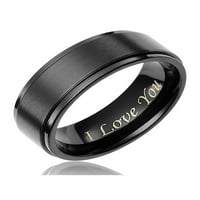 Muški vjenčani prsten Titanijum metalni crni pozlaćeni prsten - ugraviran s tobom volim