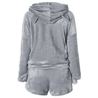 Ženska nejasna fleese Loungewear Sets Mekane pidžame setovi duks dukseva dukseri duge gornje kratke