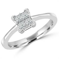 MDR140108-4. 0. CTW Nevidljivi set Princess Cut Diamond Angagement Remise Ring u 14k bijelo zlato -