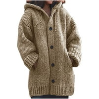 Ženski čestični kardigan za dugi rukav, zimski vintage otvorena prednja čvrsta boja lagani džemper preko