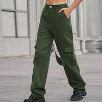 Pyju Clearence ženske gaćice sa visokim strukom, ravne noge casual pantalone Lagane borbene vojne pantalone