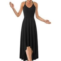 Crna haljina za žene casual bez blacklex haljina bez rukava s rukavima cvjetno tiskane a-line ljuljačke