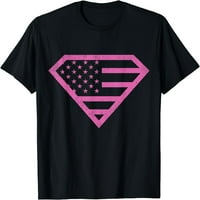 Super Amerika Zastava Strašan dojci Shirt Shirt Majica za žene za žene kratke rukave Crni tee