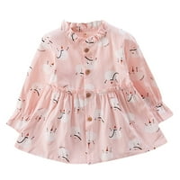 Dječja odjeća za djevojčice Toddler Baby Kids Girls Lik Print Ruched Princess Haljine Casual odjeća