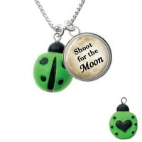 Resin Lime Green Ladybug Love Bug Shoot za ogrlicu za staklenu kupolu mjesec, 18 + 2