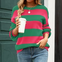 Duks za žene Ležerne prilike dugih rukava Blok Stripe pletene lagane pulover Top džemperi