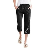 Ženske hlače pogodne ljetne vučne maltretiranje elastične viseće posteljine ravno širom široke pantalone