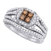Veličina 6. - 10k bijelo zlato okrugla čokolada smeđa dijamant bridalni vjenčani prsten za angažman