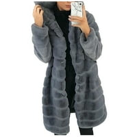 Simplmasygeni jakne za kaput za čišćenje žena Žene Faux-Fur 'Gilet s dugim rukavima kaput toplije kapute