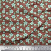 Soimoi Poly Georgette Provjera tkanine, lišće i cvjetna umjetnička tkanina za ispis u dvorištu široko