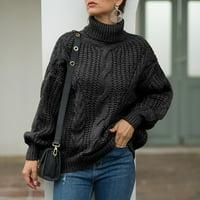 Rong Yun ženski ležerni dugi rukav Chunky turtleneck pleteni džemper Zima jesen dugi rukavi džemper