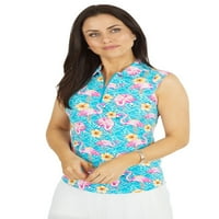 Žene s L Print Polo - - Penny Tirquoise Multi - XXL