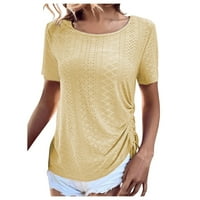 Ženska modna temperamenta casual crewneck čvrsta boja izdubljena izdubljena majica za crtanje gornje žene