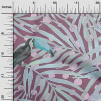 Onuone baršunaste ljubičaste tkanine Tropske ptice sa palmima od lišća prekrivajući zalihe ispisa šivaće