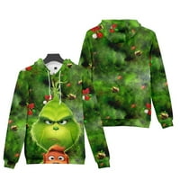 Grinch Porodična odjeća, grafička dukserica Merry Božić tanka zveznička majica Tops Xmas Pulover