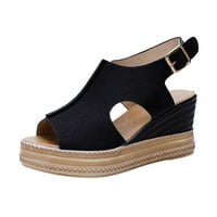 Sandale Žene Ljeto Udobne papuče kopče gležnjače stilski espadrille klin sandale crne 42