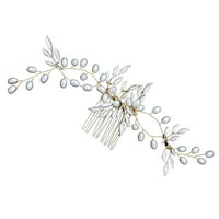 Rosarivae Goldleaf Biser ukras češlja za kosu Bridal Handmade Jednostavno češaljki nakit Vjenčana oprema