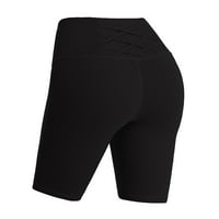 Bikerske kratke hlače Žene Visoke strukske žurne joge Hlače Hlače za žene Black XL