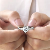 Servifijeni moissitetni solitaire srčani prsten sa crossover osovinom, srebrnim srebrom, SAD 6,50