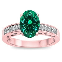 Star K Round Simulirani smaragdni kanal Set Engagement Remise Ring u kt bijelo zlatno veličina Ženska