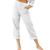 Pacommark PI hlače za žene na klirensu casual čvrsti džepovi zavoj elastični struk udobne ravne pantalone